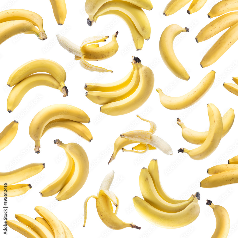 Banana bunches on the white background.
