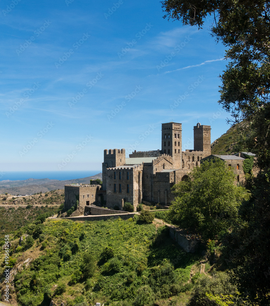 Panoramic of Old Monastery called Sant Pere de Rodes, Catalonia, Spain.