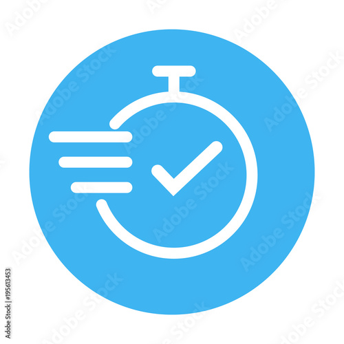 chronometer, fast service thin line icon, blue and white color, isolated