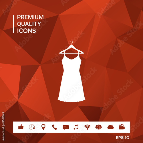 Sundress, Evening dress, combination or nightie on the wardrobe hanger , the silhouette. Menu item in the web design