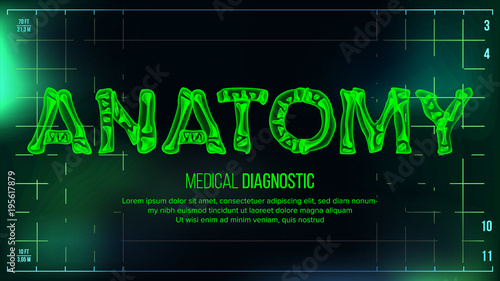 Anatomy Banner Vector. Medical Background. Transparent Roentgen X-Ray Text With Bones. Radiology 3D Scan. Medical Health Typography. Futuristic Technology Illustration
