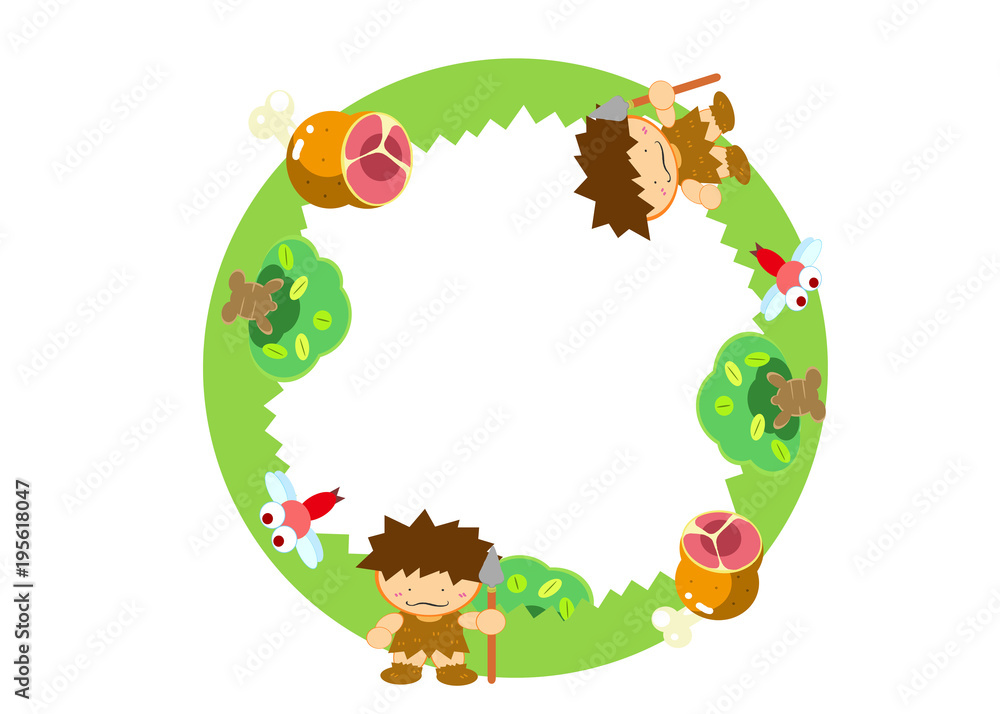 Naklejka premium 原始時代の生活フレーム