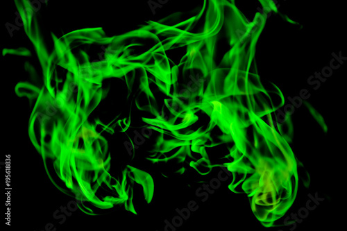beautiful green tongues of flame, fire dance, background texture