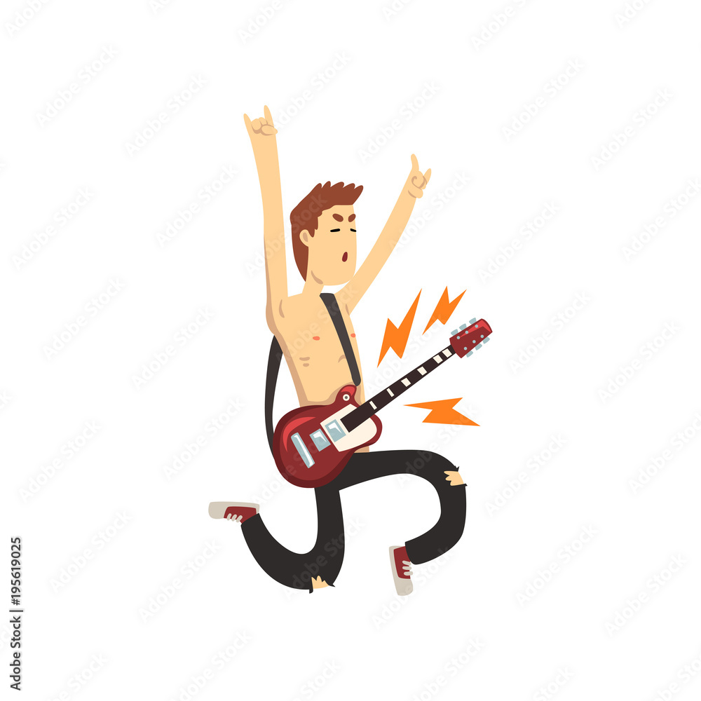electric guitar. Cartoon character 