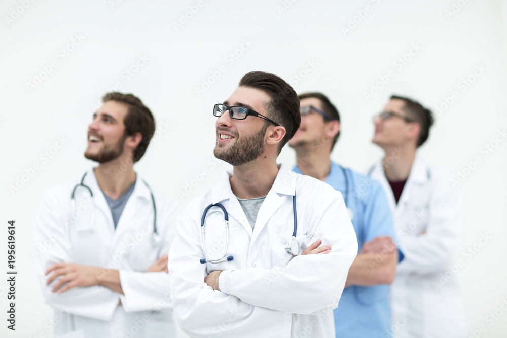 confident medical team looking at copy space confident medical team looking at copy space
