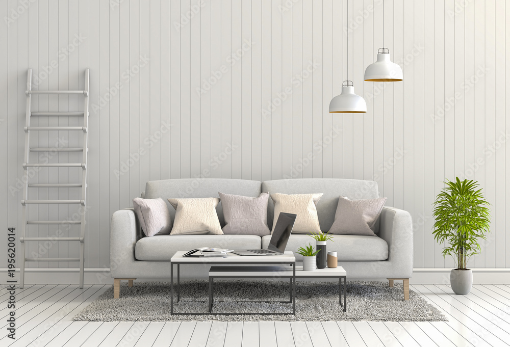 Obraz premium 3D rendering of interior modern living room with sofa