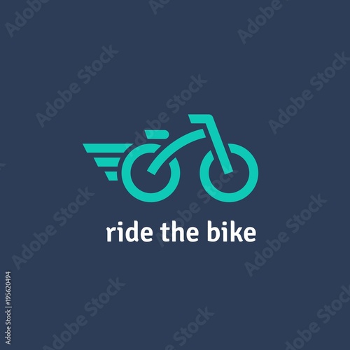 Fully editable flat logotype. Minimalist vector logo of bicycle