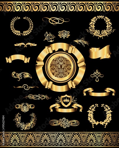 Vorlagenset mit Bannern und Dekorelementen