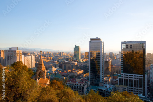 Downtown view from Santa Lucia Hill  Santiago  Chile  South America