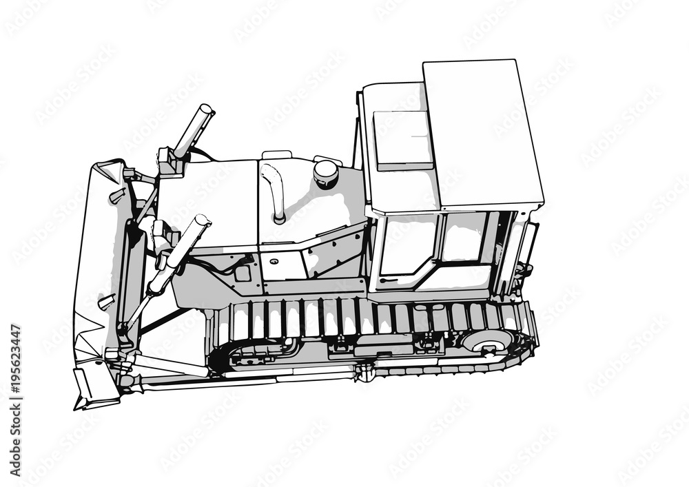 Fototapeta premium outline vector bulldozer