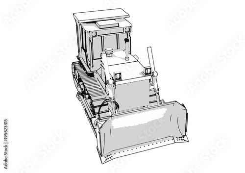 outline vector bulldozer