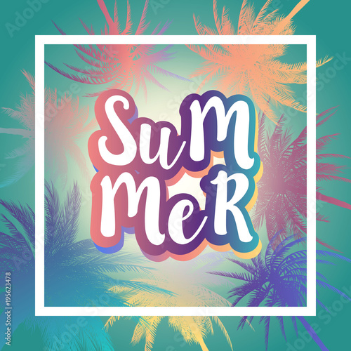 Summer california tumblr backgrounds set with palms, sky and sunset. Summer placard poster flyer invitation card. Summertime.