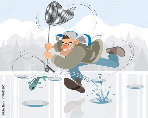 Man fishing in the winter
