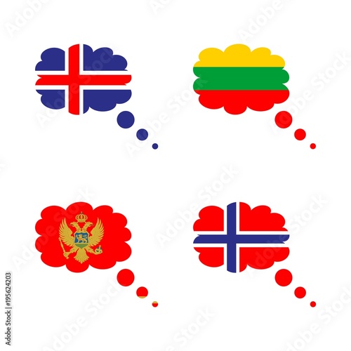 icon Flag with lithuania flag, flag of montenegro , lithuania, iceland and norway flag