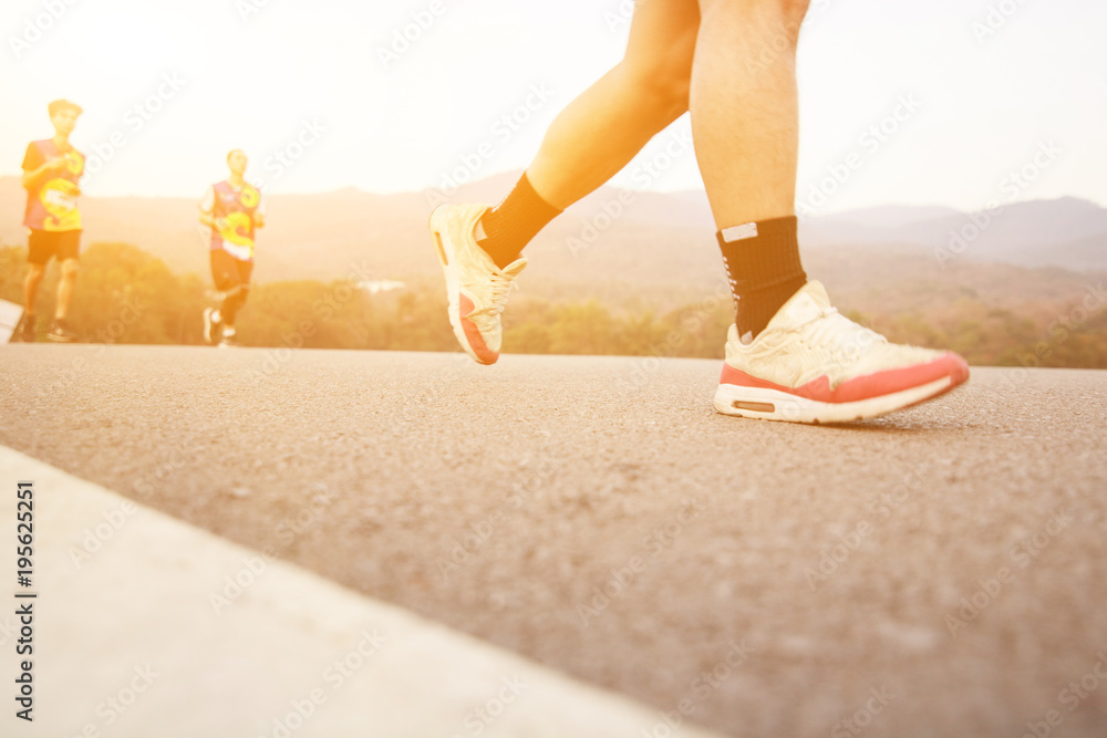 Marathon running race, Run up the mountain road. Marathon running race, Run up the mountain road.