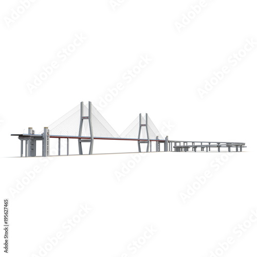 Nanpu Bridge on white. 3D illustration © 2dmolier