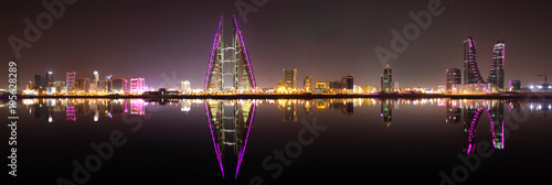 A panoramic view of Bahrain skyline at night
