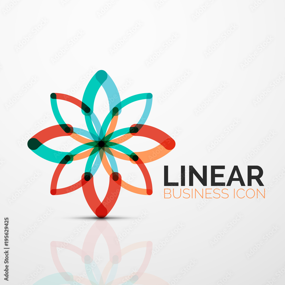 Outline minimal abstract geometric linear business icon made of line segments, elements Outline minimal abstract geometric linear business icon made of line segments, elements