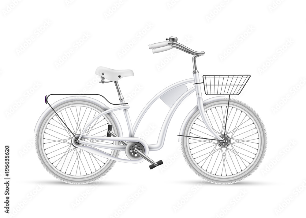 Fototapeta premium Vector white bicycle realistic 3d isolated mockup
