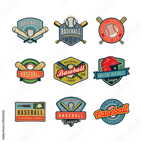 set of vintage baseball logos. vector illustration