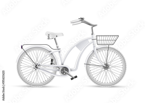 Vector white bicycle realistic 3d isolated mockup