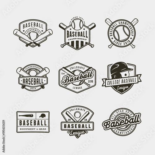 set of vintage baseball logos. vector illustration