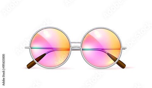 Vector realistic eyeglasses retro circle hipster