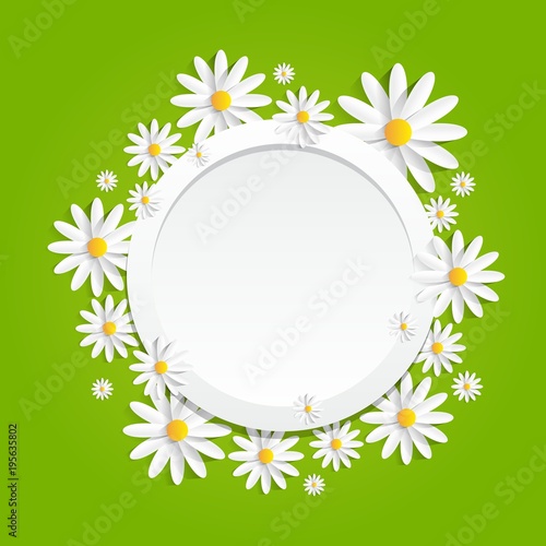 Spring Flowers On Green Background vector illustration