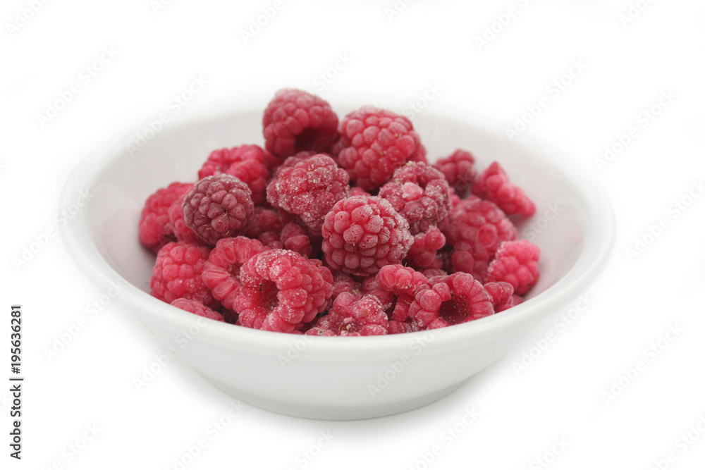 Frozen raspberries isolated on white background Frozen raspberries isolated on white background