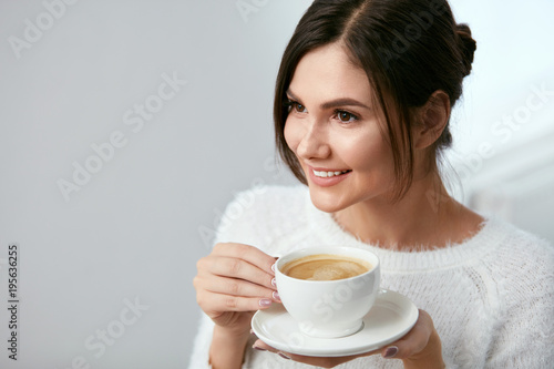 Beautiful Woman With Cup Of Coffee.