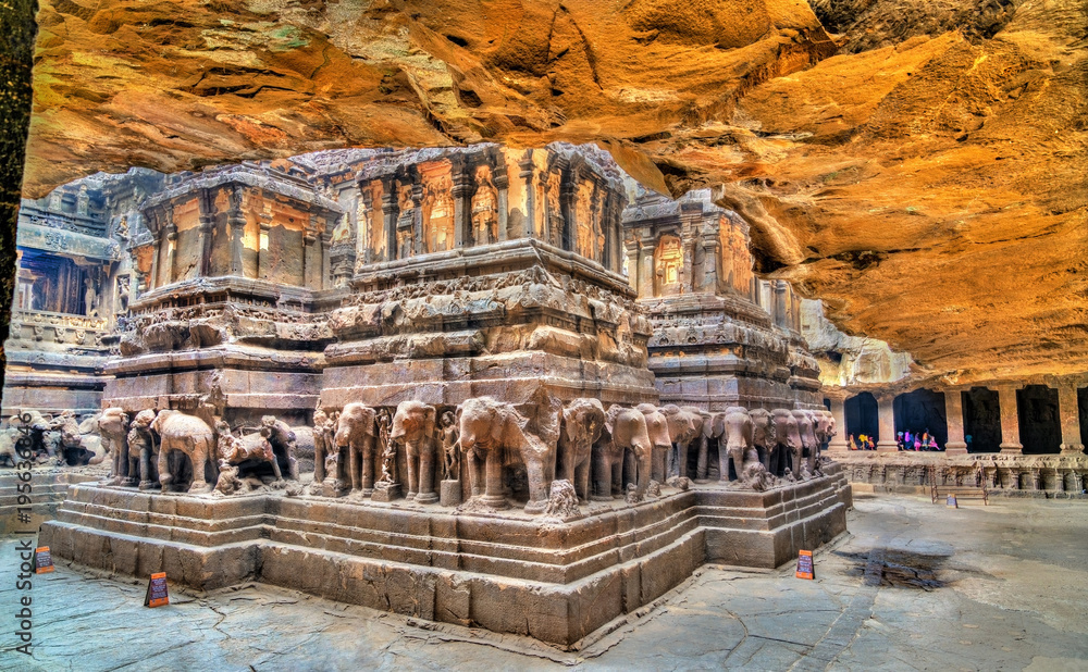 The Kailasa temple, cave 16 in Ellora complex. UNESCO world heritage site in Maharashtra, India