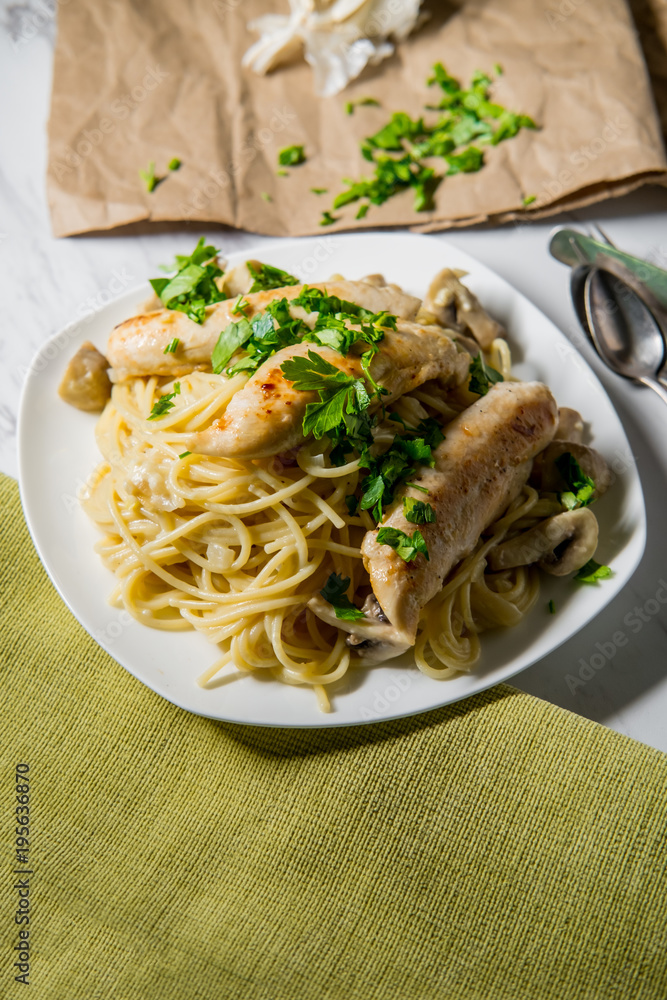 Grilled Chicken Mushroom Spaghetti Grilled Chicken Mushroom Spaghetti