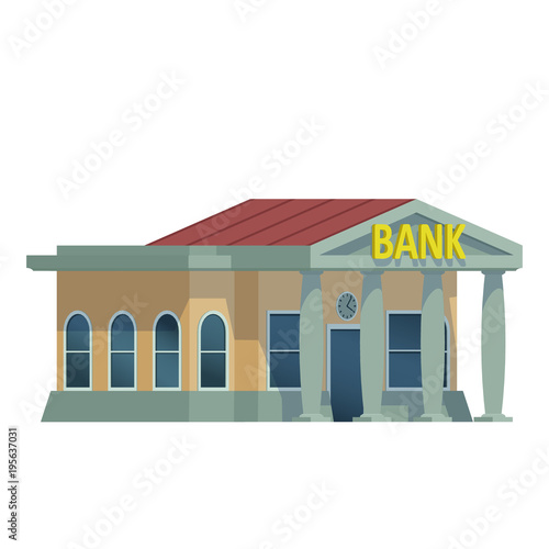 Bank building. Vector illustration in flat cartoon style.