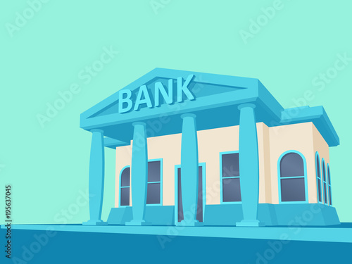 Bank building. Vector illustration in flat cartoon style.