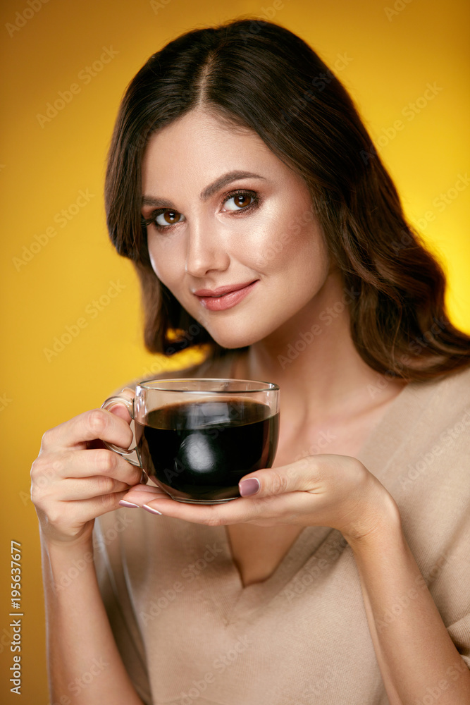 Woman Drinking Coffee. Female Drinking Hot Beverage. Woman Drinking Coffee. Female Drinking Hot Beverage.