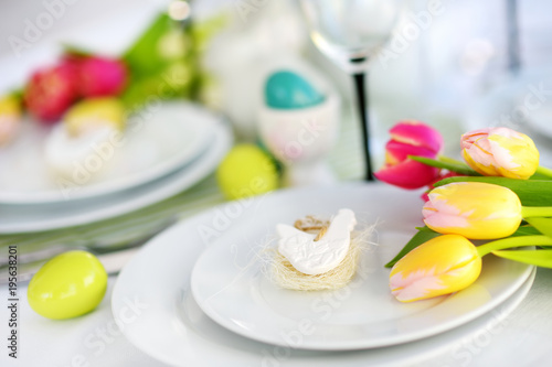 Wallpaper Mural Beautiful table setting with crockery and flowers for Easter celebration Torontodigital.ca