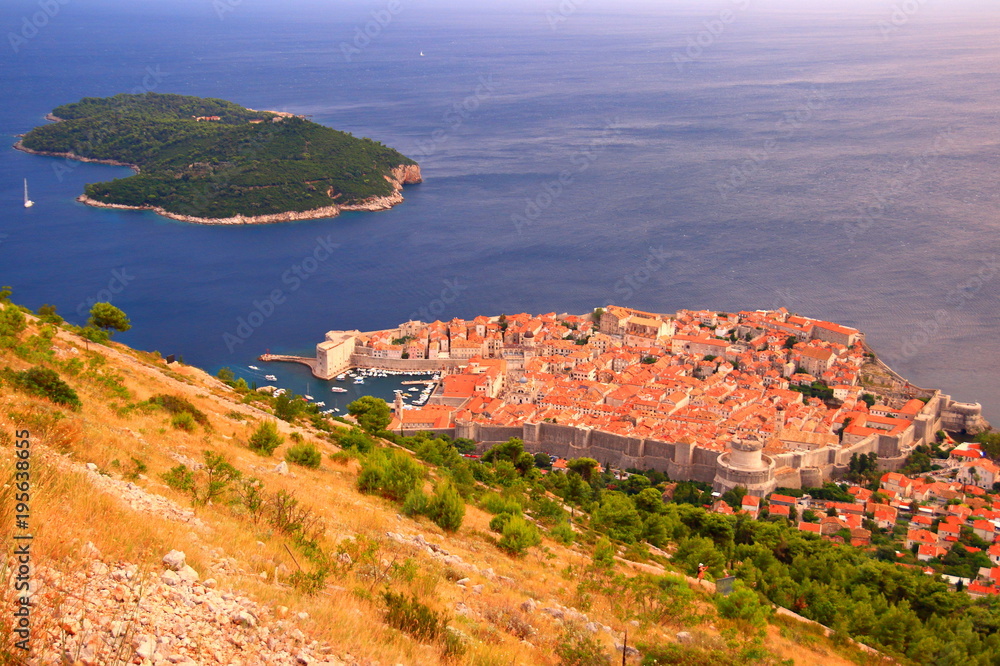 Dubrovnik old town, panoramic view, famous touristic destination in Croatia 