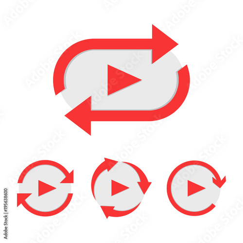 Free Download Set of video play button like simple replay icon - GFXLoad