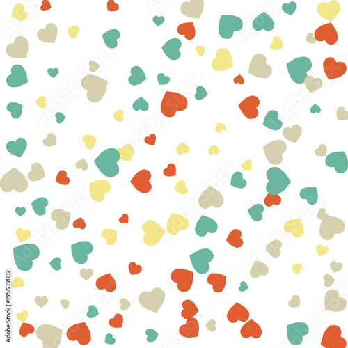 Fototapeta Naklejka Na Ścianę i Meble -  Vector Confetti Background Pattern.  Element of design.  Colored hearts on a white background