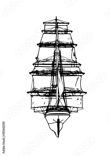 sketch ship of a sailboat vector