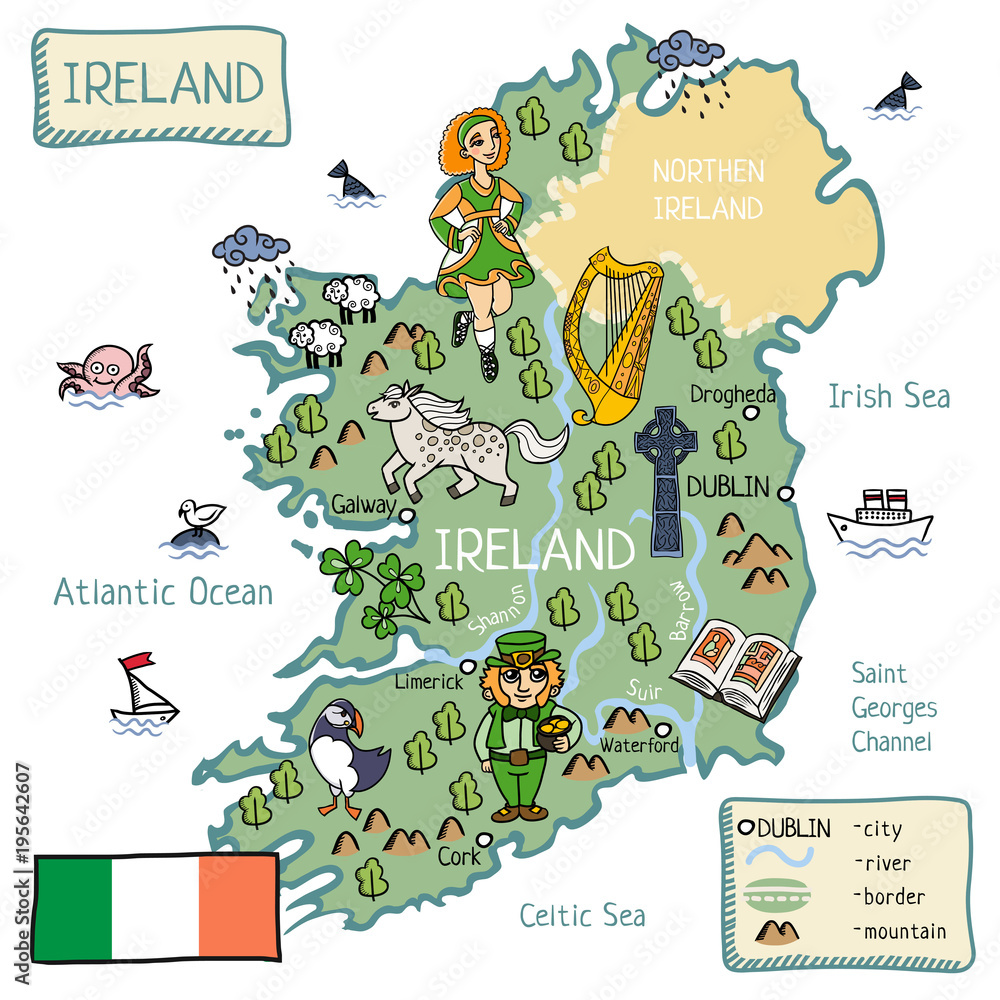 Fototapeta cartoon map of Ireland