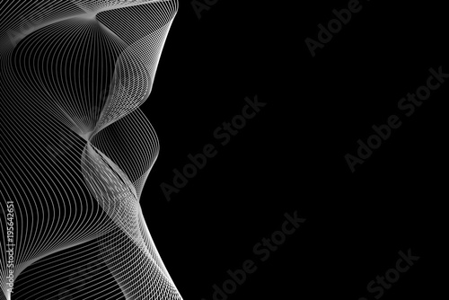 Abstract wave lines - black and white - vector pattern