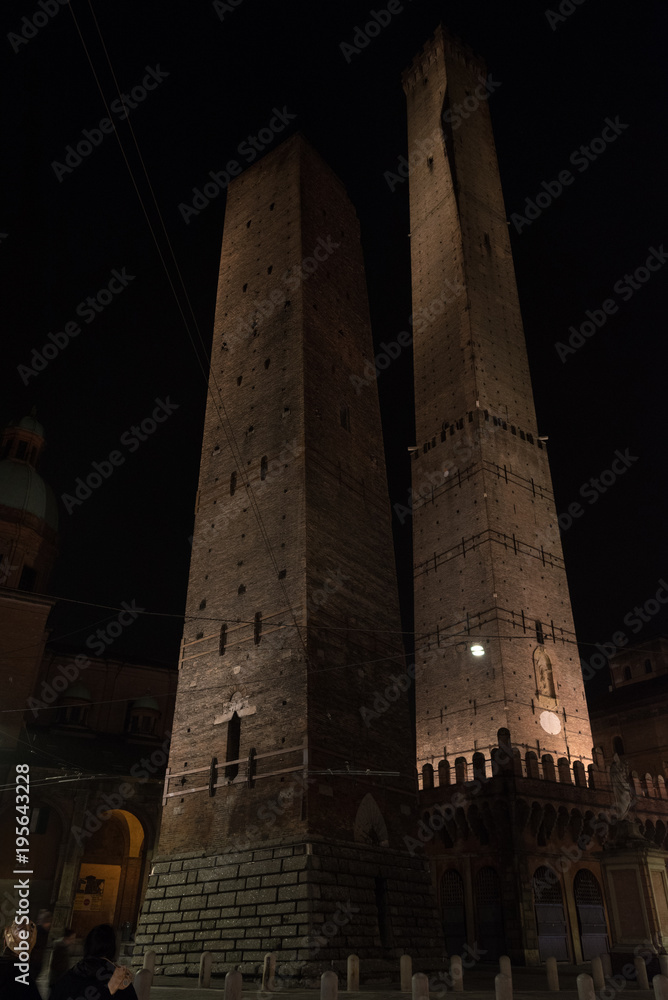Towers of Bologna by night