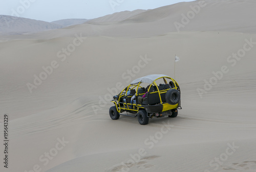 Huacachina desert Peru. Sanddunes buggy