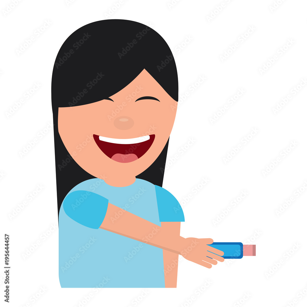 young woman with element to perform a joke vector illustration