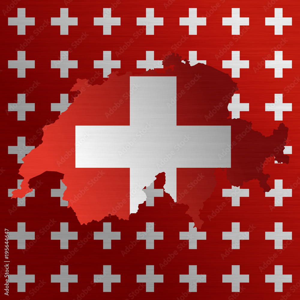 Fototapeta premium Swiss flag with a contour of borders