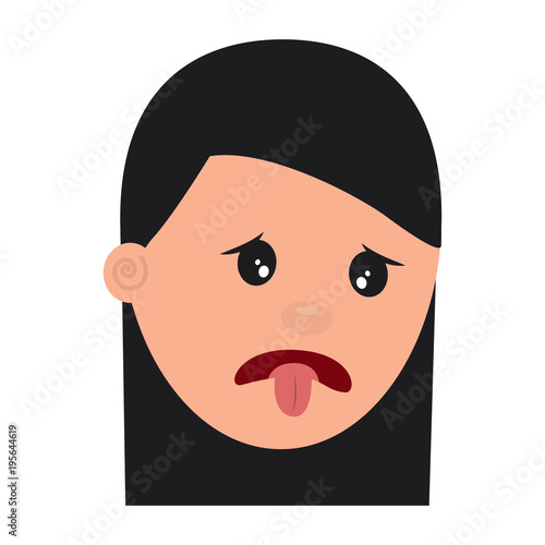 woman with nasty tongue gesture outside vector illustration