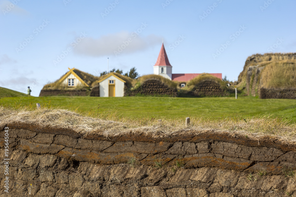 View of an old and traditional village in Iceland.