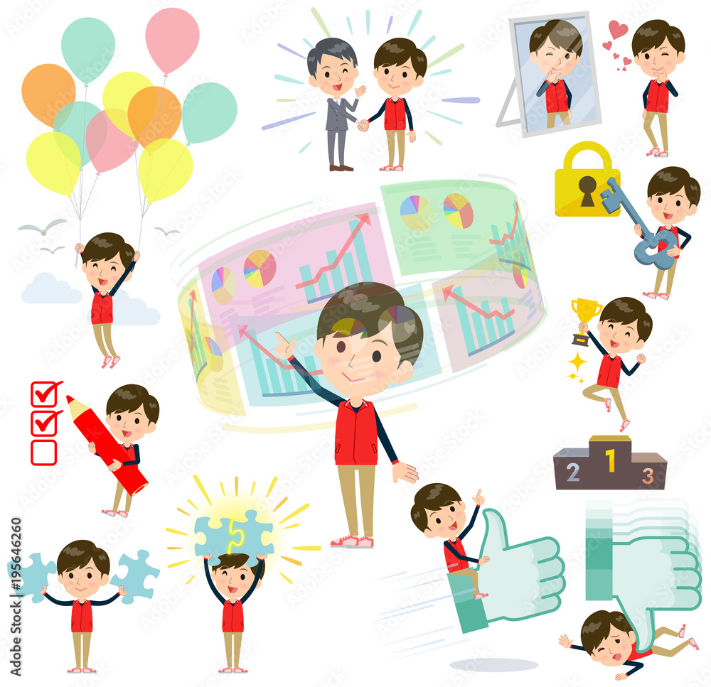 Store staff red uniform men_success & positive Store staff red uniform men_success & positive