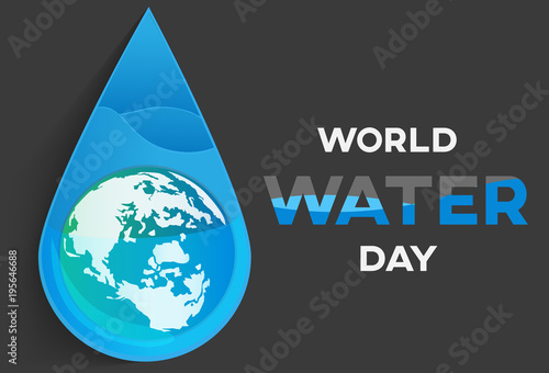 world water day black background , greeting card or poster for campaign save water